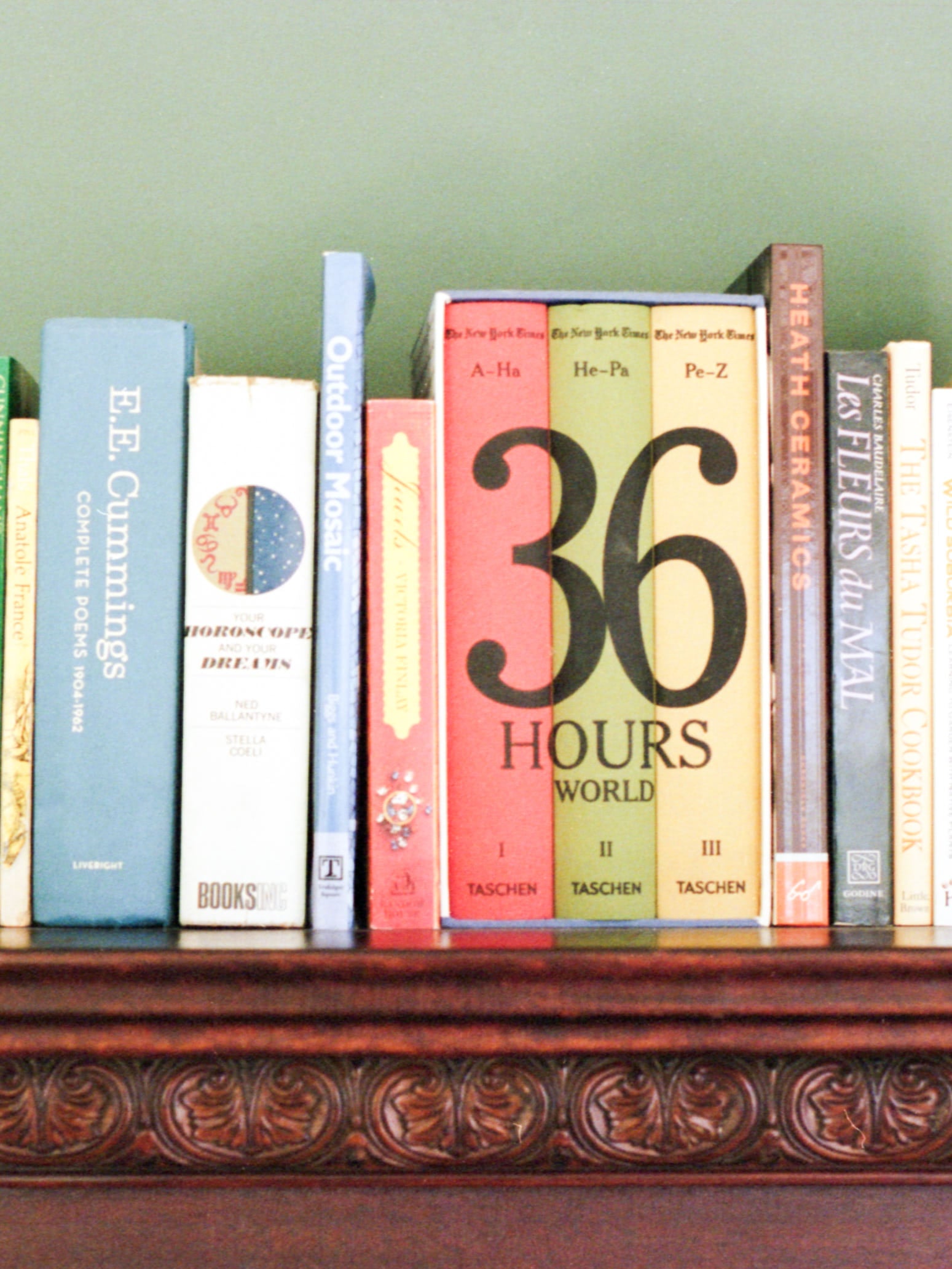 Merrady Wickes's books on her mantle