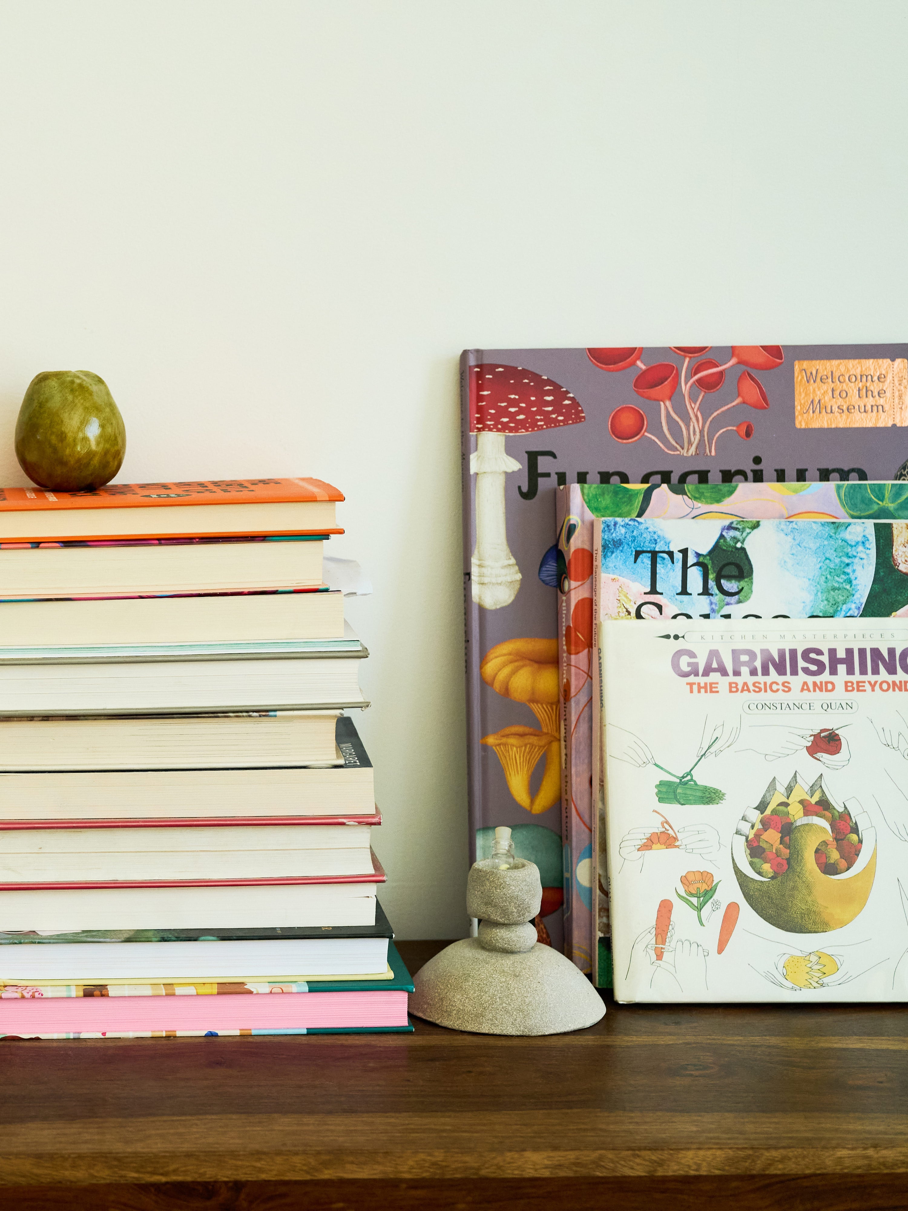 Chef Sandy Truong An Tran Ho's cooking books on her kitchen counter