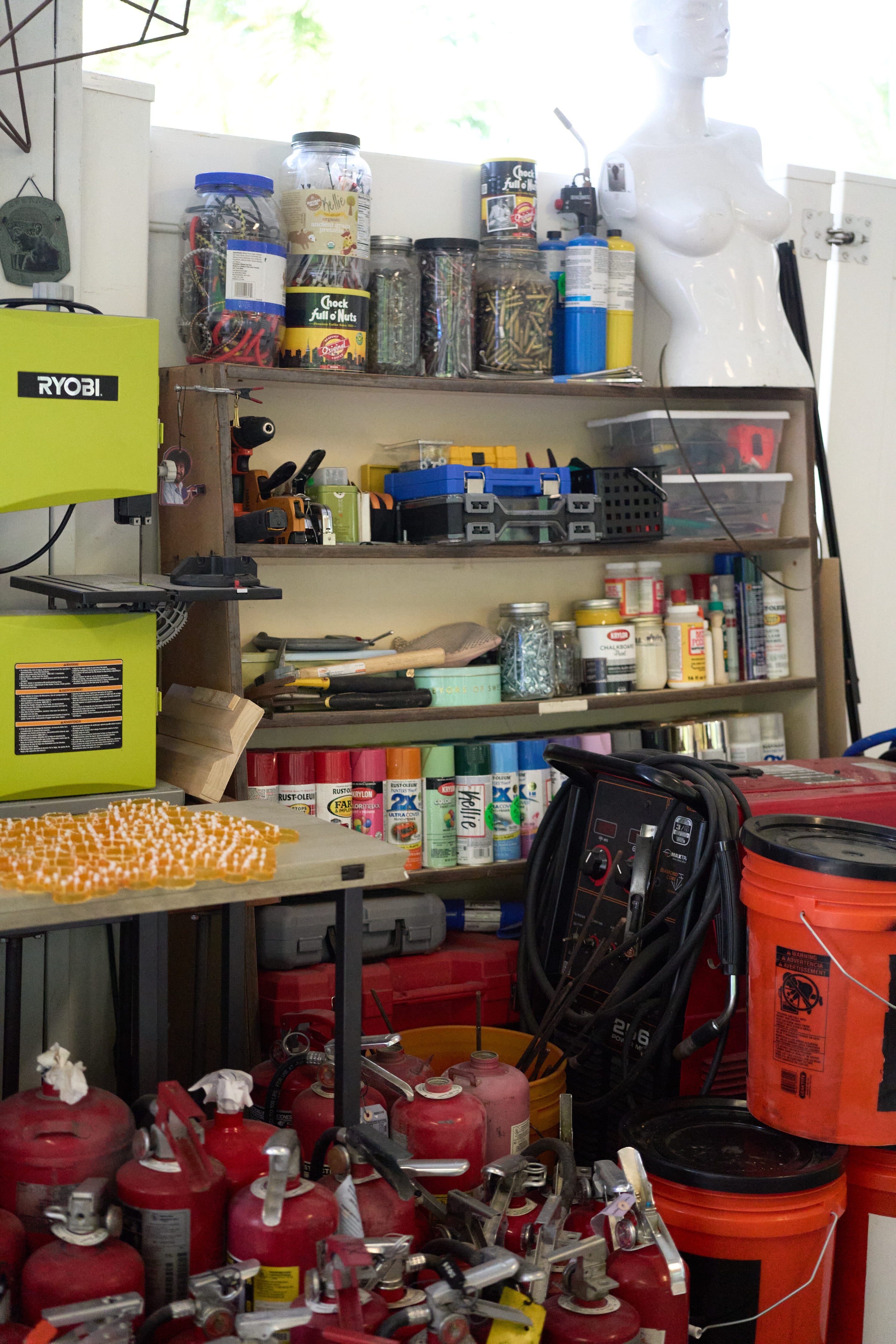 Artist Kellie Gillespie's studio supplies shot for And Repeat